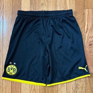 Puma Borussia Dortmund Black Shorts with Yellow Trim
